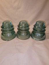 3 Whitall Tatum Co. No. 1 Aqua Green Blue Glass Insulator Made In USA Vintage