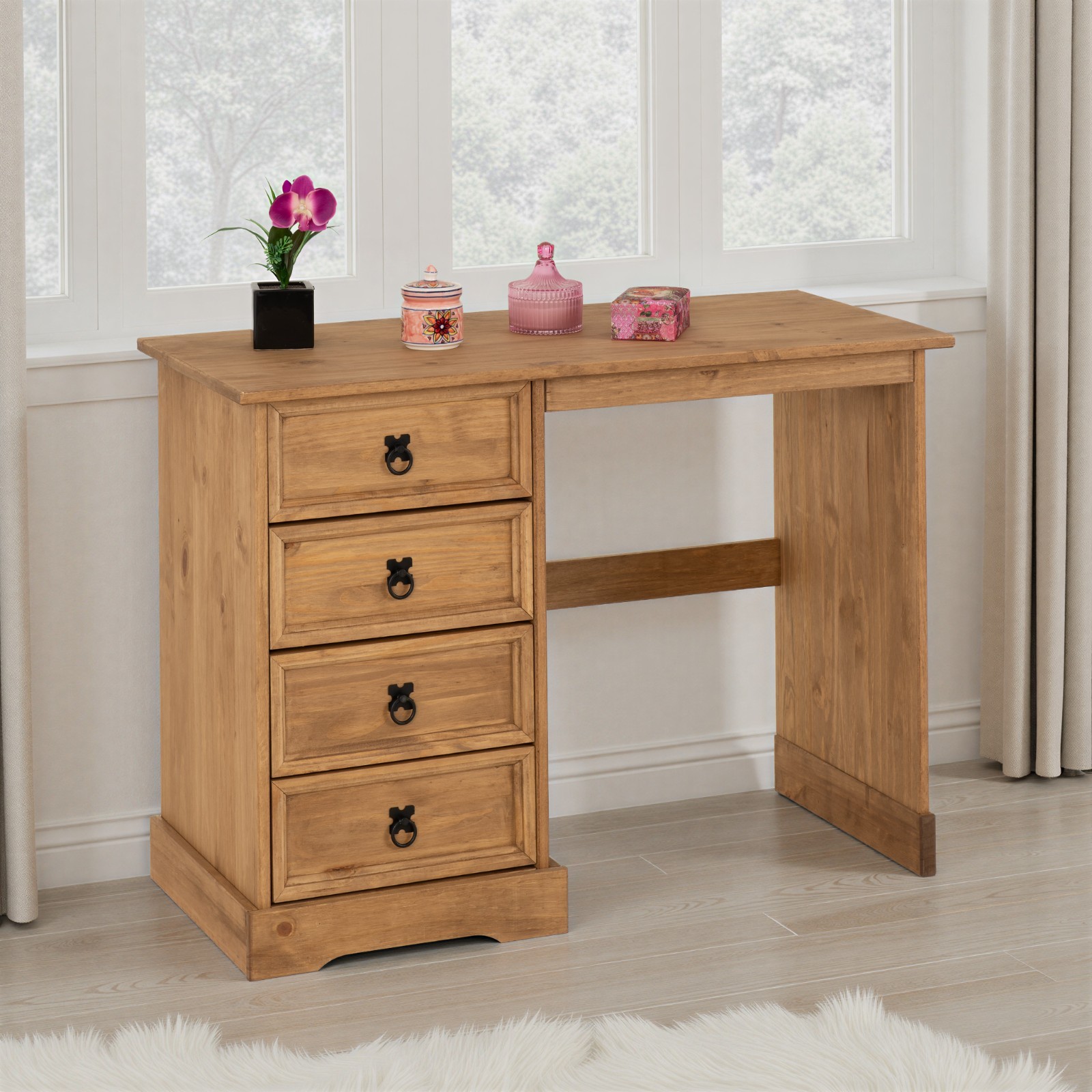 Corona Essentials 4 Drawer Dressing Table Bedroom Wax Solid Wood Pine