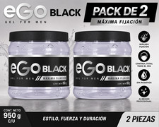 2 X EXTRA EGO HAIR STYLING GEL MEN STRONG BLACK 950ml Product of MEXICO