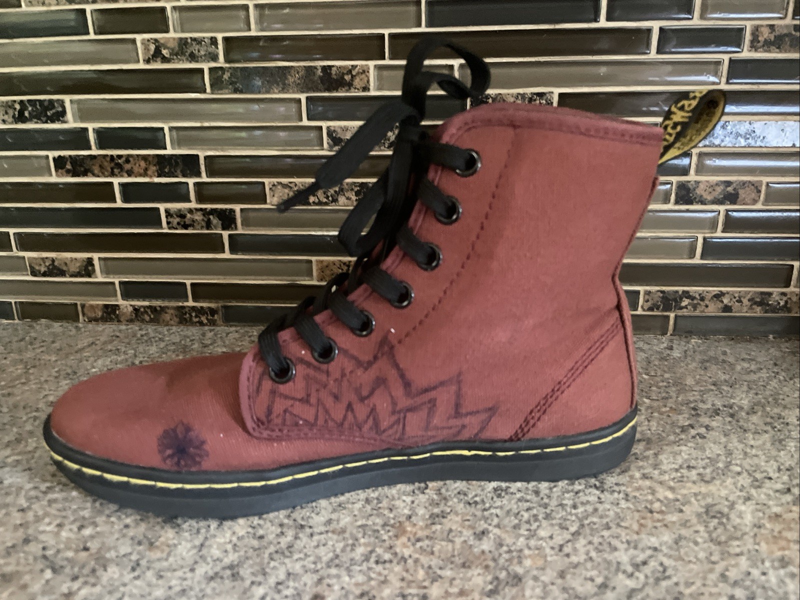 Doc Dr. Martens Shoreditch Oxblood Canvas Boots Women's Size 6 US Personalized thumbnail 2