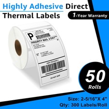 50 ROLLS Large White Shipping Labels For Dymo 30256 300 per roll 2-5/16" x 4"