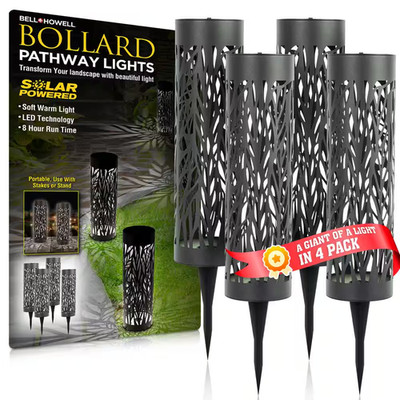 Low Voltage Black 2 Lumens Solar Powered Integrated LED Landscape Pathway Bollar