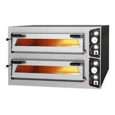 GGM Gastro Elektro Pizzaofen Backofen 4+4x35cm, Manuell, 2 Backkammern, Schamott