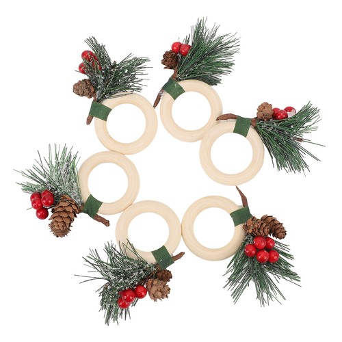 6pcs Pine Cone Napkin Ring Xmas Table Decoration Pine Cones Xmas Napkin Hold 3CS - Picture 10 of 12