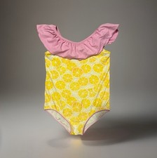 Matilda Jan, Size 8 Swimsuit Lemon Pink Ruffle Design, Excellent Condition
