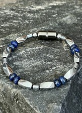 3X Power Magnetic Hematite Blue Lapis Necklace Anklet Bracelet 1 Row