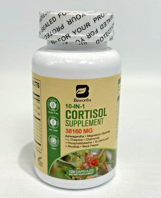 B BEWORTHS 10-in-1 Cortisol Dietary Supplement - 120 Vegan Capsules *BB 04/2027*