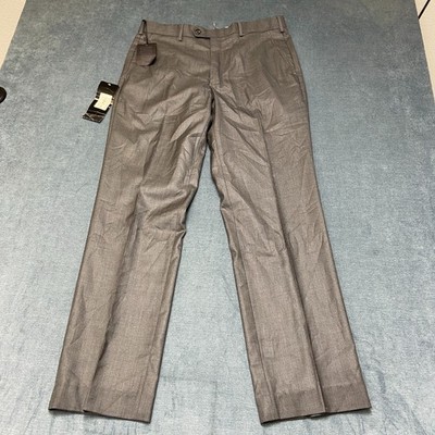 Louis Philippe Blue & Beige Dress Pants Men 36 Gray Business Formal Classic Fit