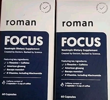 2x Roman FOCUS Nootropic Dietary Supplement 60 Capsules Each Box EXP 11/2026