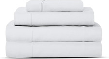 Luxury 600 Thread Count Twin XL Bedding Set with Extra Fitted Sheet - White