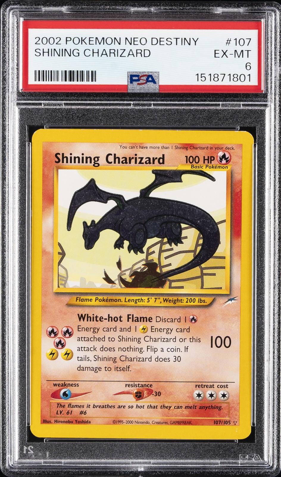 2002 POKEMON NEO DESTINY #107 SHINING CHARIZARD PSA 6