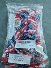 HOLD-UP SUSPENDERS Old Glory NEW SILVER METAL CLASPS 2"WIDE 8100XS