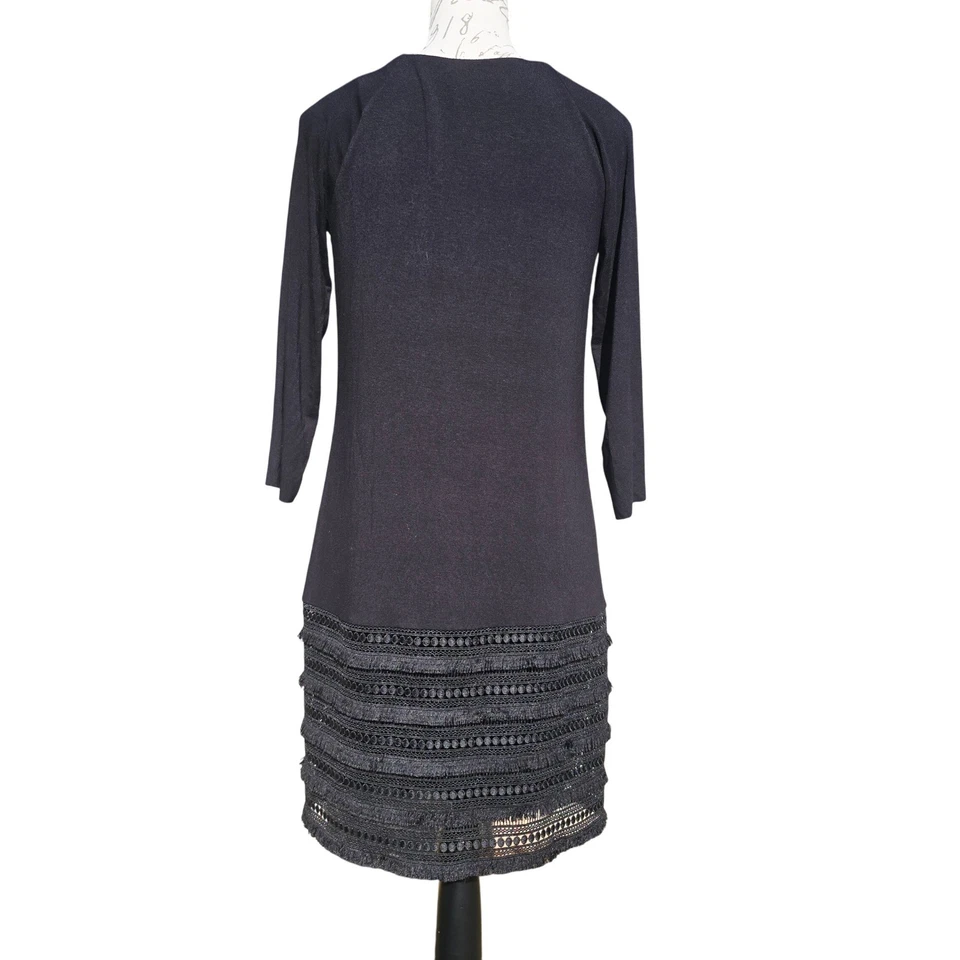 BAILEY 44 Medianoche бахрома кружева отделки платье черный сделано в США средний - Изображение 3 из 4