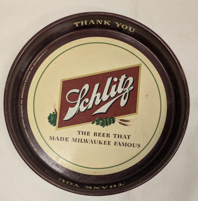Vintage Schlitz Beer Metal Tray Advertising Milwaukee Wisconsin - RK492