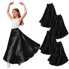4PCS Ankle Length Satin Full Circle Skirt for Girls, Perfect for Belly Dance ...