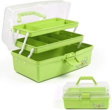 12in 3-Layer Plastic Craft Organizers and Storage, Portable Folding Tackle Box