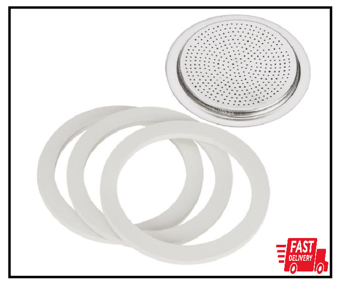 Moka Express 6 Cup Replacement Filter and 3 Gaskets , White