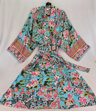 NATORI Private Luxuries Asian Inspired Floral Print KIMONO ROBE Size XL Pockets