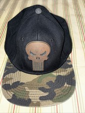MARVEL PUNISHER BLACK & Camo BASEBALL CAP Snap Back EMBRO In Back Metal In Front