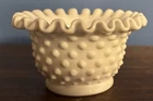 Fenton Milkglass Hobnail Crimped Edge Ruffle Bowl Dish 4.5" x 2.5” VTG