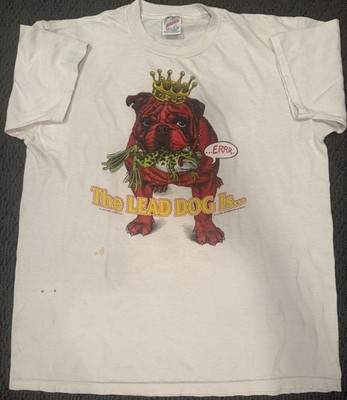 Vintage Red Dog Beer Graphic Print T-Shirt Size L white Tee 90s Made in USA