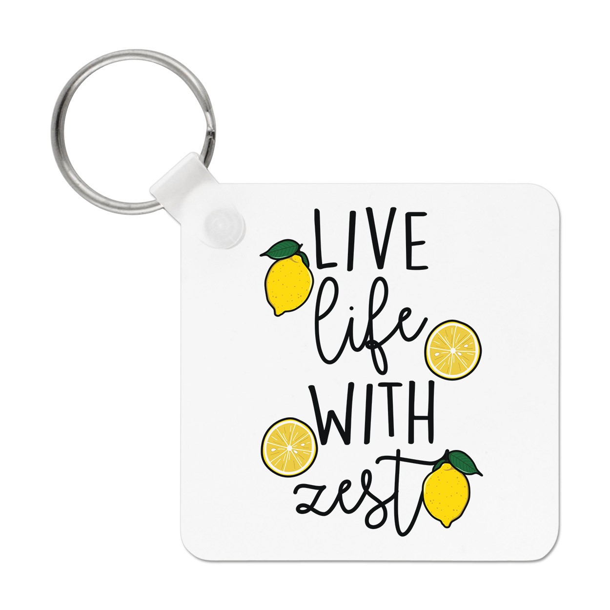 Live Life With Zest Lemon Keyring Key Chain Funny Joke Inspirational Quote