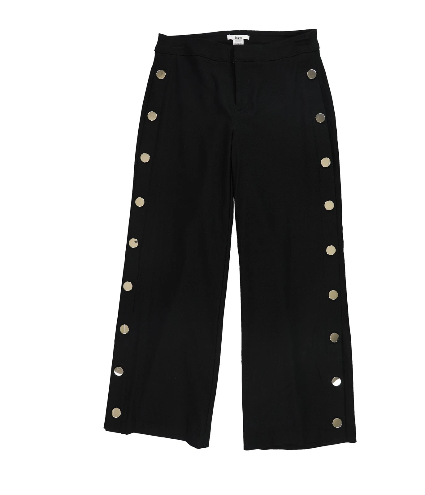 bar III Womens Wide Leg Sailor Tapered Cropped Capri Casual Pants, deepblack, 2