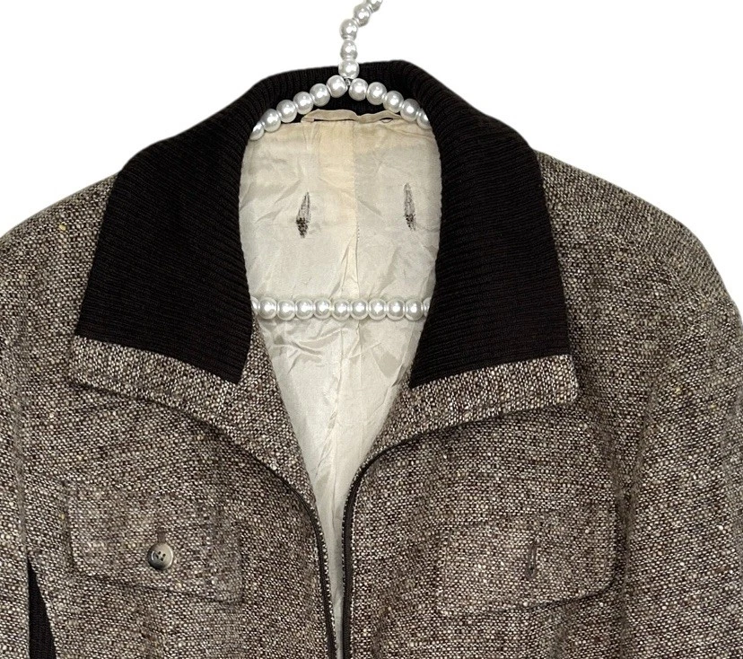 Chaqueta con cremallera Gerry Weber Tweed mezcla de lana para mujer 14 Preppy Equestrian Heritage Foto 4 de 4