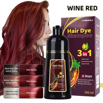 Meidu 3-in-1 Hair Dye Shampoo Wine Red 500ml