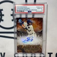 2024 Bowman Jackson Chourio Gladiators Of The Diamond Auto Orange /25 PSA 10