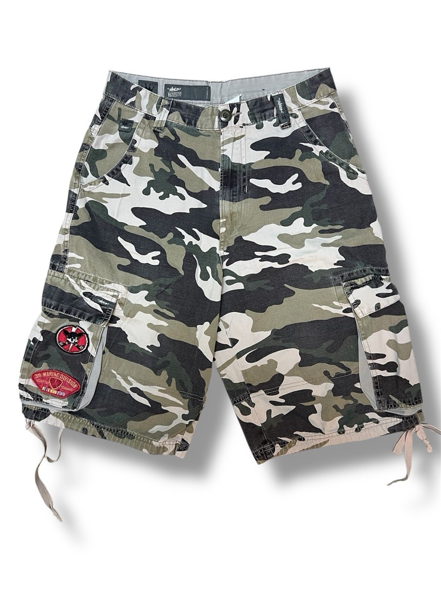 Vintage Y2K JNCO Camouflage Camo Cargo Shorts Military patches