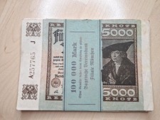 B&uuml;ndel 5000 Mark 1922 Banknoten Geldschein Inflationsgeld Mit Banderole