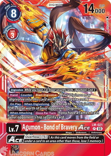 LM-021 Agumon - Bond of Bravery ACE : Promo Digimon Card : Special Limited Set