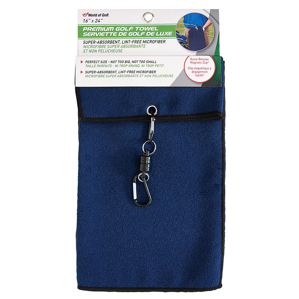 НОВОЕ полотенце для гольфа Jef World of Golf Премиум-класса 16 x 24 - Темно-синее