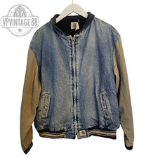 Vintage Carhartt Denim Blue Workwear Original Bomber Jacket - XLarge