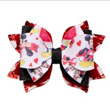 Pre-cut faux leather hair bow kit PREMIUM DIY KIT Mickey Minnie 3" 1222565
