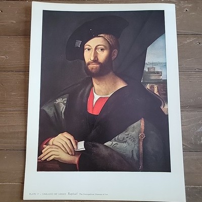 Vintage Giuliano De' Medici Print Raphael Plate 17 Metropolitan Museum of Art