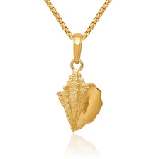10K Solid Yellow Gold Conch Shell Necklace
