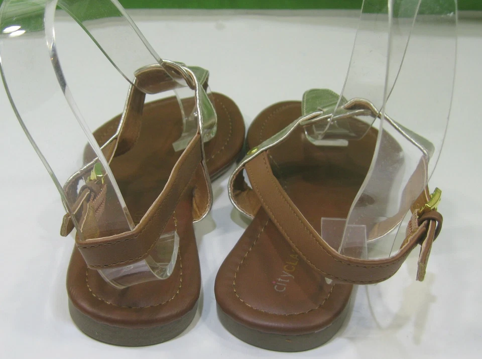 Nuevo señoras DORADO/MARRÓN Verano Sandalia Zapatos MUJERES Talla 7.5 Foto 3 de 4