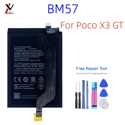 BM57 Replacement Battery For Xiaomi Redmi Note 10 Pro POCO X3 GT 5000mAh + Tools