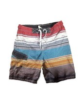 Mossimo Board Shorts Swim Trunks Size S Multicolor Striped Drawstring Pock