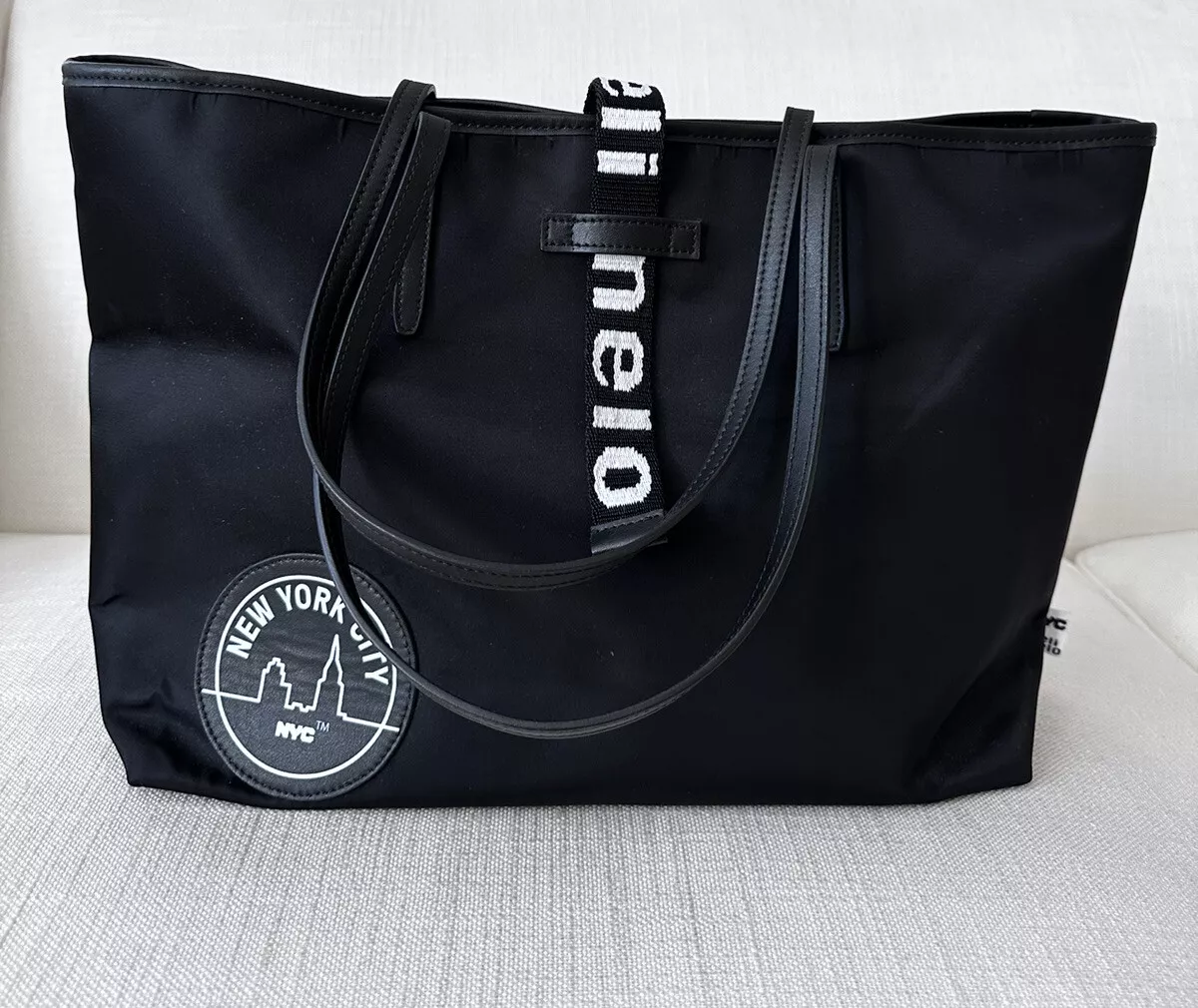 Meli Melo Black New York City Nylon Tote Bag NEW