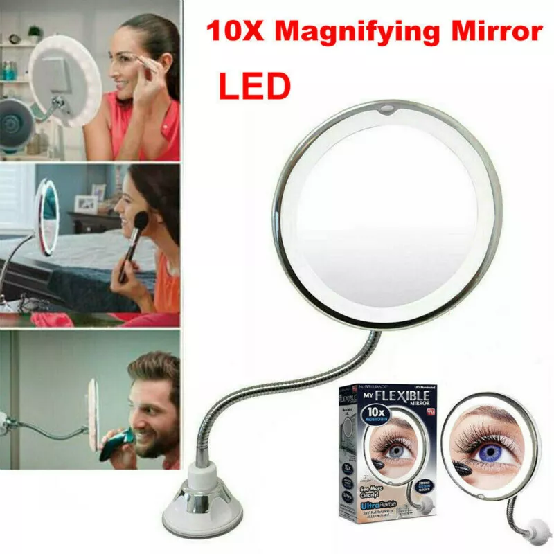 Suction magnifying discount mirror with light