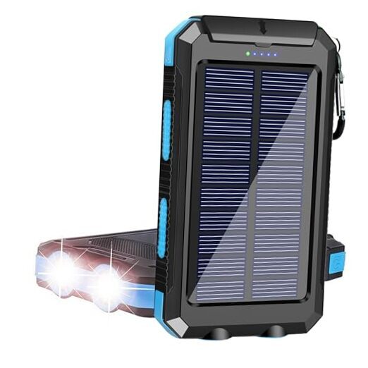 Solar Power Bank Portable Solar Charger, Waterproof Battery Pack 38800mAh Blue