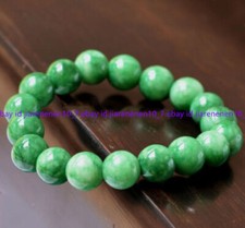 Natural 8/10/12mm Green Jade Gemstone Round Beads Stretch Bangle Bracelet 7.5"