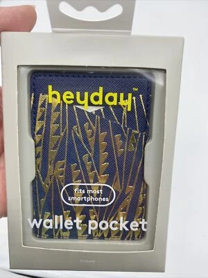 HeyDay Cell Phone Wallet Pocket Sticker Adhesive Lycra Navy And Gold - Image 1 of 2