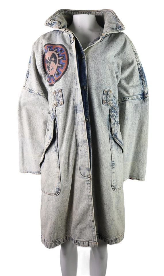 Chaqueta vaquera vintage años 90 GITANO para mujer L lavado ácido denim arte nativo americano para usar Foto 3 de 4