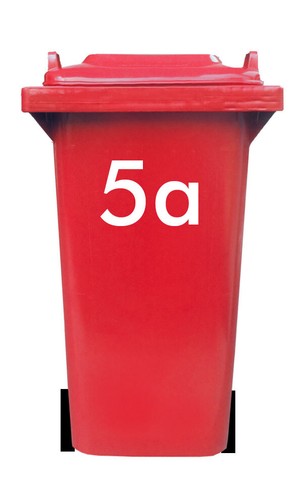 Wheelie Mülleimer Nummer Aufkleber groß schwarz 16 Farben Klebeaufkleber Haus Staub maßgeschneidert - Bild 28 von 37
