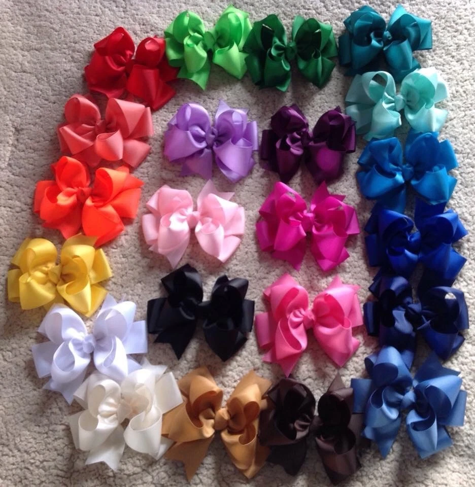 LOTE DE 20 lazos para el cabello de 5” pulgadas para niñas - hechos a mano colores al azar niños lindos Foto 2 de 4