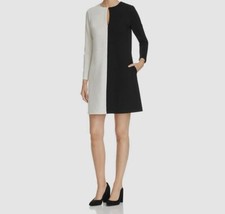 $129 Kenneth Cole Women's White Long Sleeve Colorblock Shift Dress Size Medium